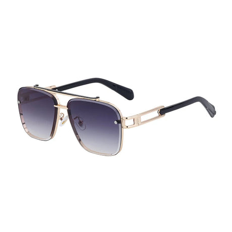 Punk Double Beam Oversized Square Sunglasses blue