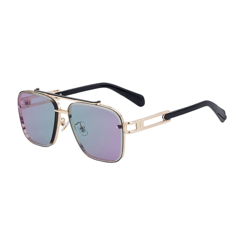 Punk Double Beam Oversized Square Sunglasses gradient lens