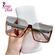 Punk One Piece Gradient Oversized Rimless Sunglasses Sassy Chick Logo