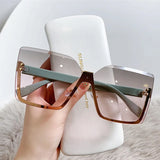 Punk One Piece Gradient Oversized Rimless Sunglasses