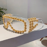 Gold Punk Pearl Oversized Square Sunglasses