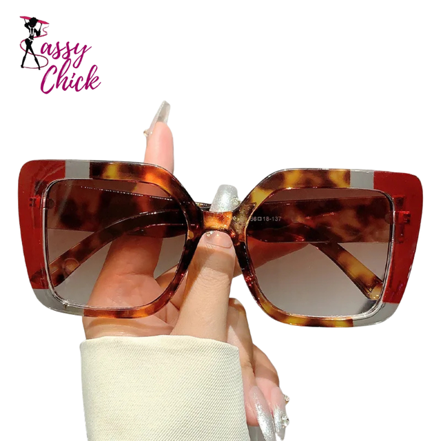 Punk Popular Outdoor  Square Big Frame Sunglasses Sassy Chick Logo