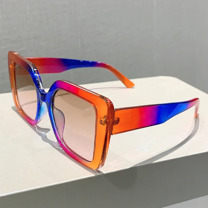 Rainbow Punk Popular Outdoor  Square Big Frame Sunglasses