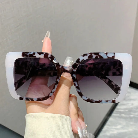 White Punk Popular Outdoor  Square Big Frame Sunglasses