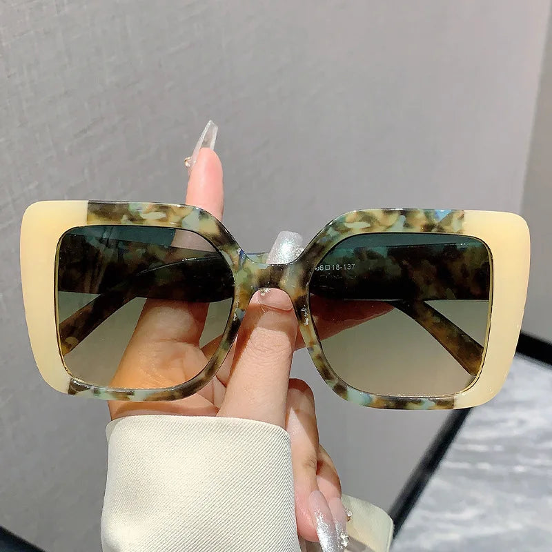 Beige Punk Popular Outdoor  Square Big Frame Sunglasses
