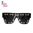 Punk Square Bling Rhinestone Decor Sunglasses Sassy Chick Logo