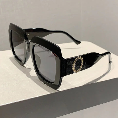 Black Punk Square Fashion Oversized Sunglasses