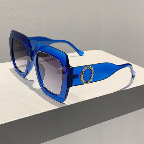 Blue Punk Square Fashion Oversized Sunglasses