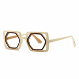 Beige Black Punk Square Hyperopia Eyewear