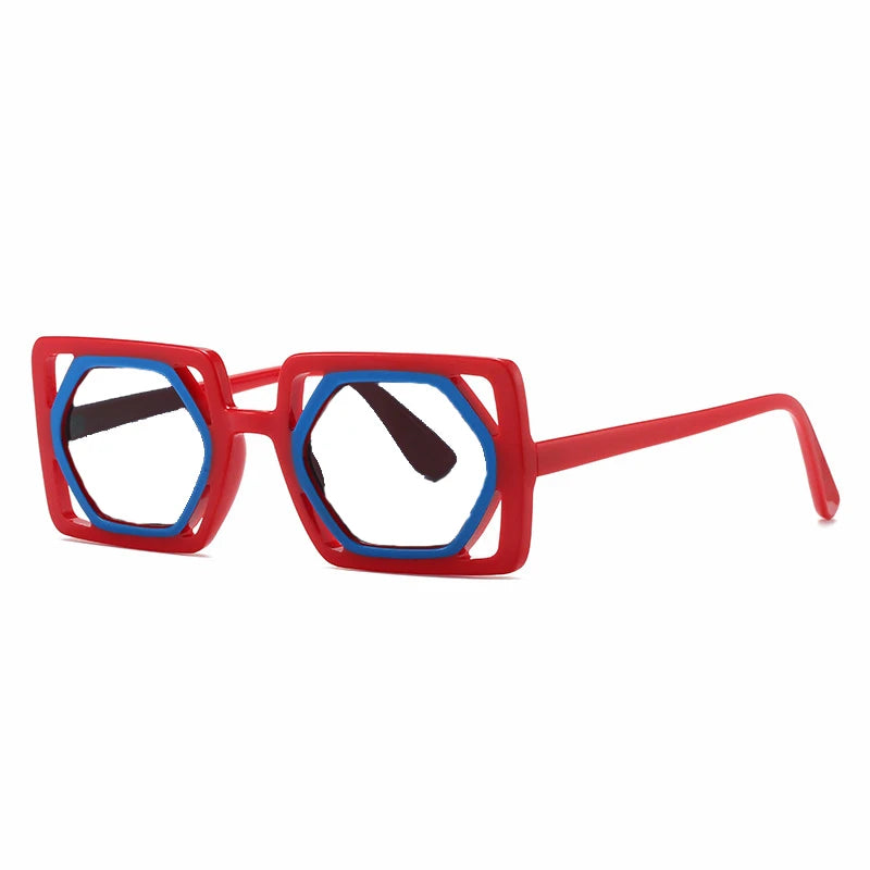 Red Blue Punk Square Hyperopia Eyewear