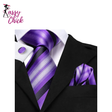 Purple Black Striped Silk Hanky Cufflink Tie Sassy Chick Logo