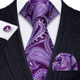 Purple Lilac Lavender Silk Handkerchief Cufflink Tie