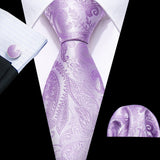 Purple Lilac Lavender Silk Handkerchief Cufflink Tie