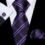Purple Lilac Lavender Silk Handkerchief Cufflink Tie