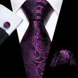 Purple Lilac Lavender Silk Handkerchief Cufflink Tie