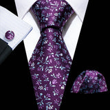 Purple Lilac Lavender Silk Handkerchief Cufflink Tie