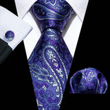 Purple Lilac Lavender Silk Handkerchief Cufflink Tie