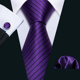 Purple Lilac Lavender Silk Handkerchief Cufflink Tie