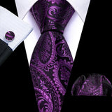 Purple Lilac Lavender Silk Handkerchief Cufflink Tie