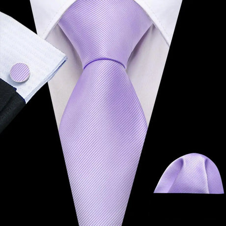 Purple Lilac Lavender Silk Handkerchief Cufflink Tie