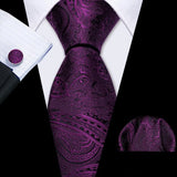 Purple Lilac Lavender Silk Handkerchief Cufflink Tie