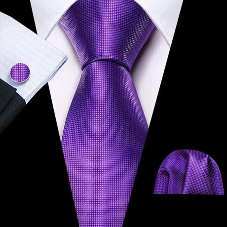 Purple Lilac Lavender Silk Handkerchief Cufflink Tie