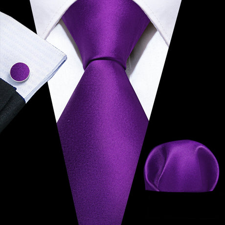 Purple Lilac Lavender Silk Handkerchief Cufflink Tie
