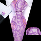 Purple Lilac Lavender Silk Handkerchief Cufflink Tie