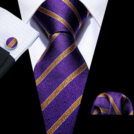 Purple Lilac Lavender Silk Handkerchief Cufflink Tie