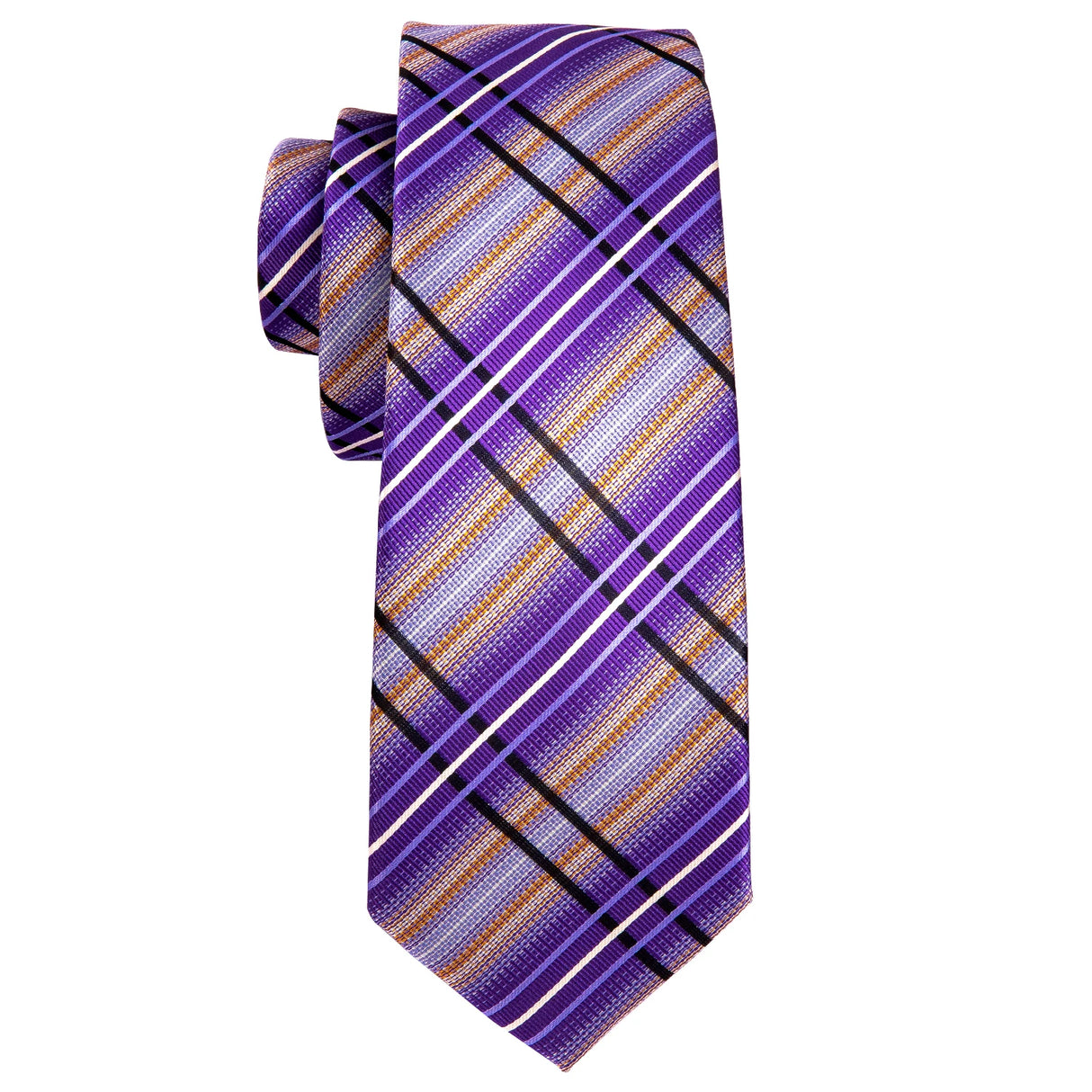 Purple Plaid Geometric Silk Men Necktie