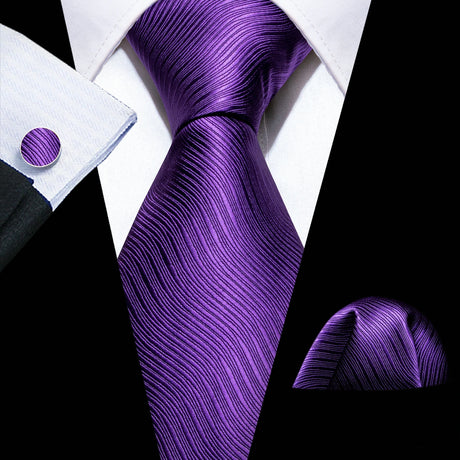 Purple Plaid Geometric Silk Men Necktie