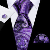 Purple Plaid Geometric Silk Men Necktie