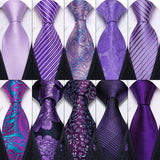 Purple Plaid Geometric Silk Men Necktie