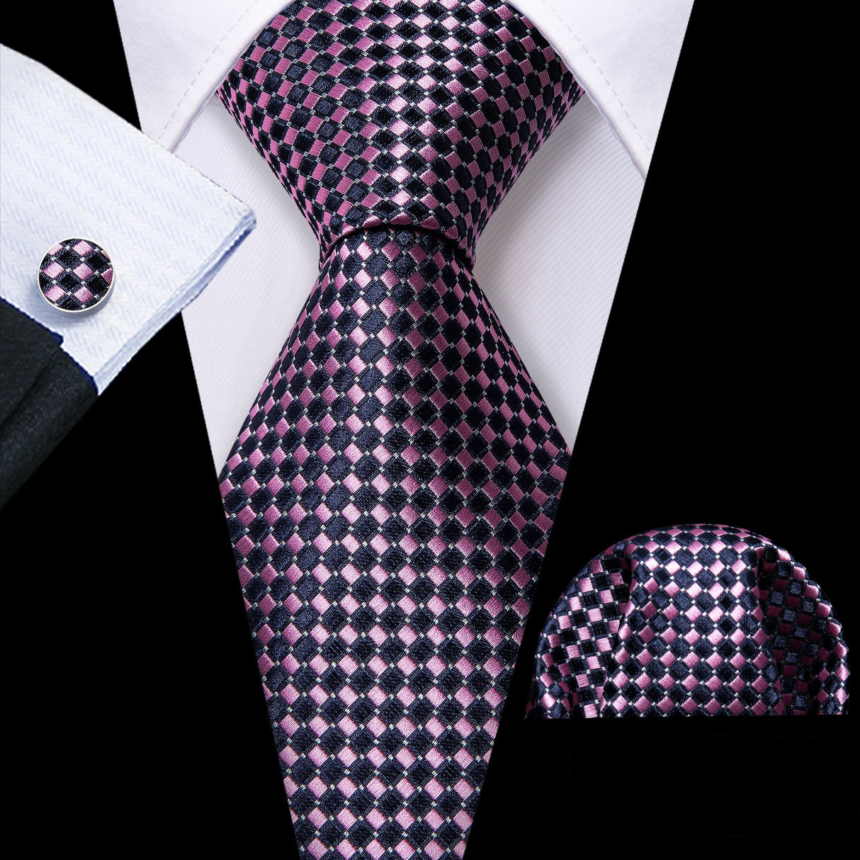 Purple Plaid Geometric Silk Men Necktie