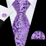 Purple Plaid Geometric Silk Men Necktie