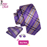 Purple Plaid Geometric Silk Men Necktie