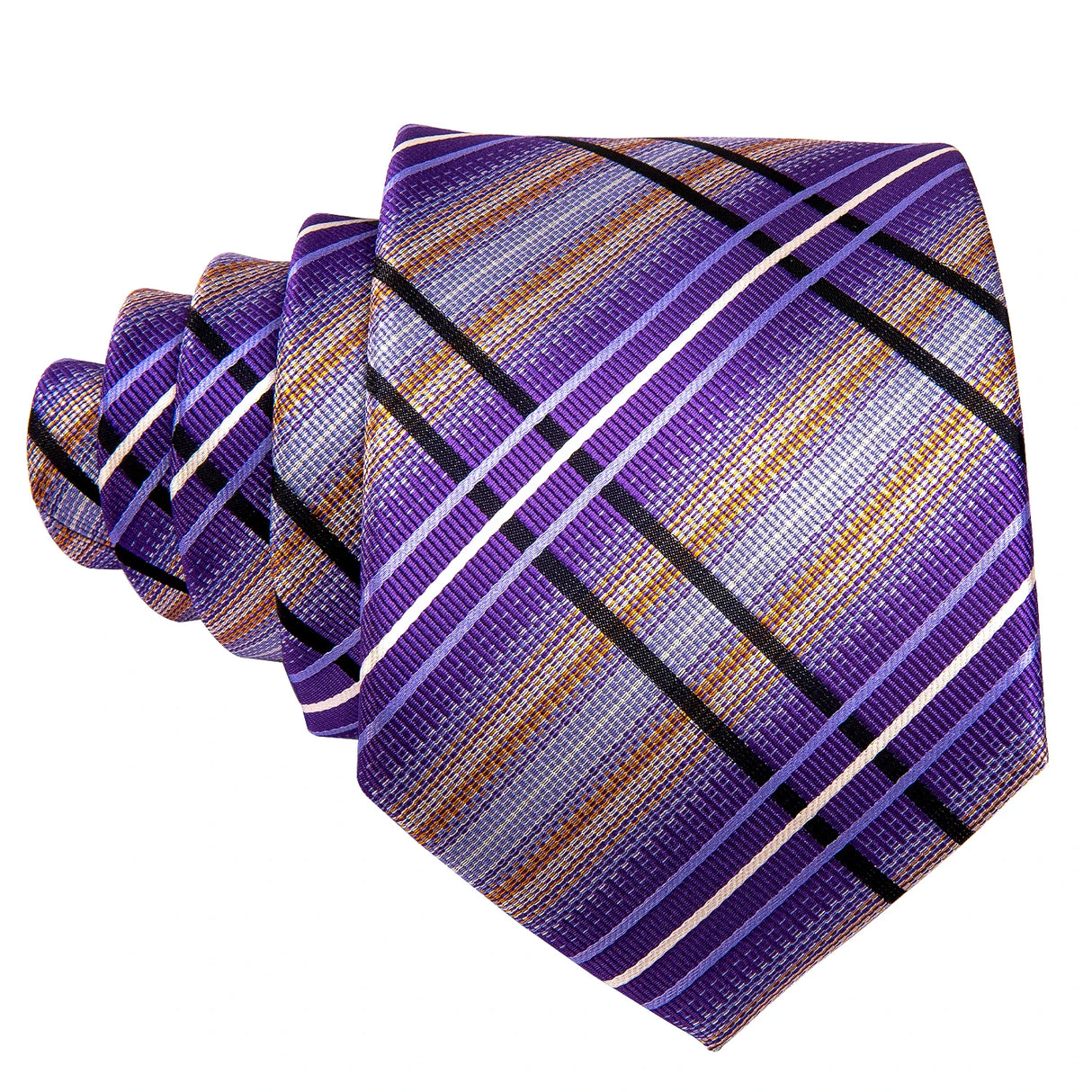 Purple Plaid Geometric Silk Men Necktie