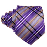 Purple Plaid Geometric Silk Men Necktie