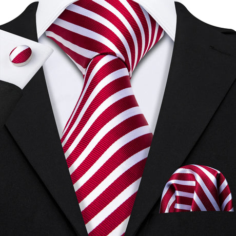 Purple Silk Jacquard Handkerchief Cufflinks Tie Set