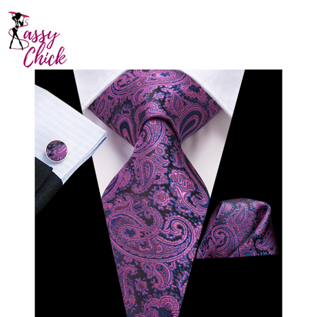 Purple Solid Silk Tie Sassy Chick Logo