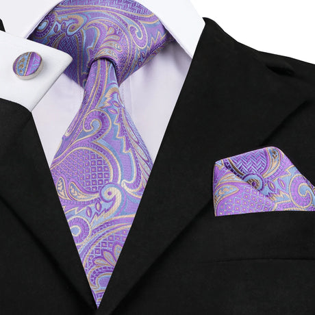 purple floral necktie set
