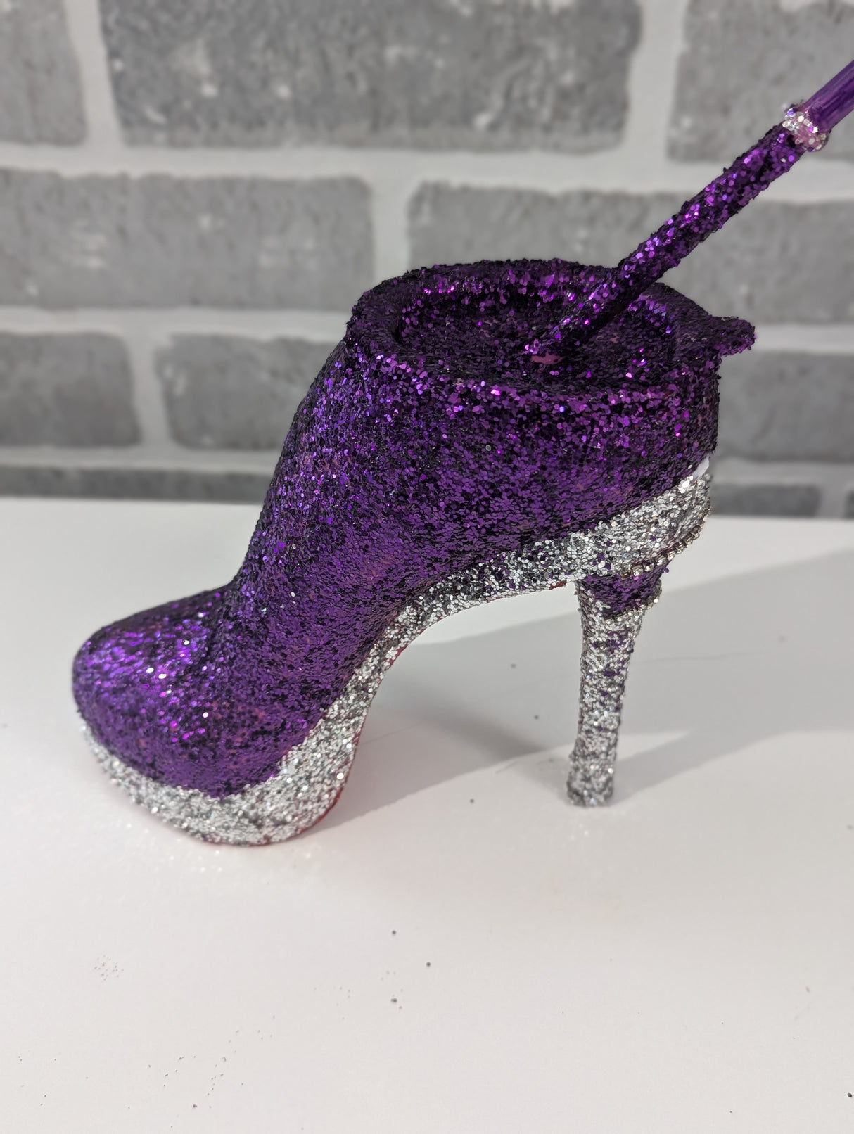 Purple  Silver Stiletto Heel Tumbler Cup