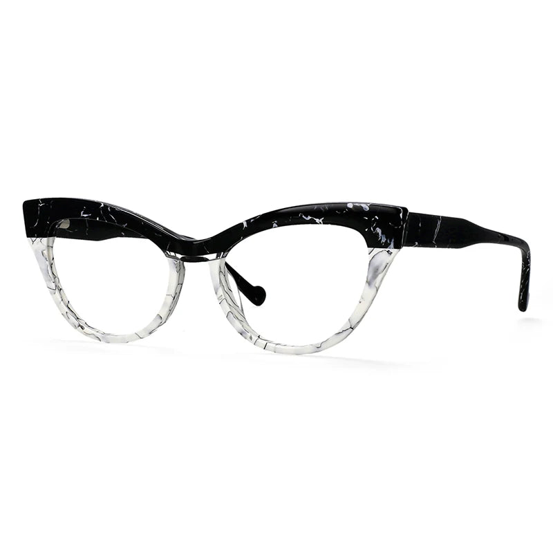 Black White Quality Spring Hinge Cat Eye Clear Eyewear