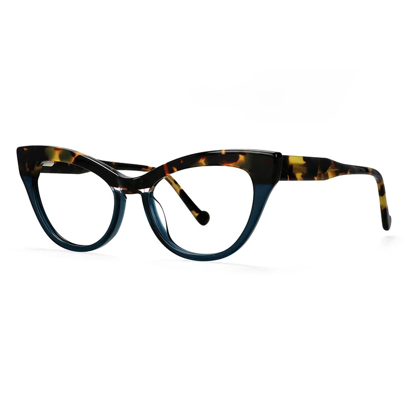 Black Leopard Quality Spring Hinge Cat Eye Clear Eyewear