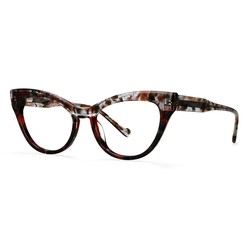 Brown Quality Spring Hinge Cat Eye Clear Eyewear
