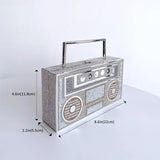 Size of Radio Shape Metal Handle Evening Clutch Bag
