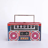 Multicolor Radio Shape Metal Handle Evening Clutch Bag