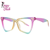 Rainbow Oversized Anti Blue Light Computer Eyeglasses Sassy Chick Logo