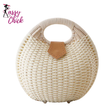 Rattan Handwoven Round Shell Handbag Sassy Chick Logo