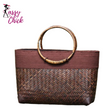 Rattan Weave Wooden Handbag Sassy Chick Logo